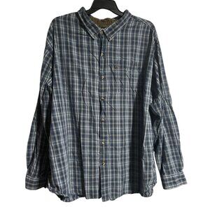 Guide Series Blue Plaid Button Up Shirt Mens 3XLT Mens Long Sleeve 100% Cotton